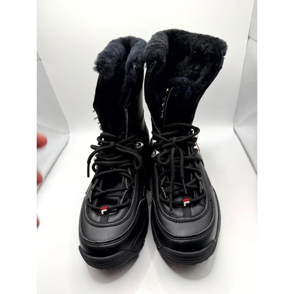 Fila Disruptor 5HM00545-014 Womens 7 Black‎ Leather Shearling Winter Snow Boot